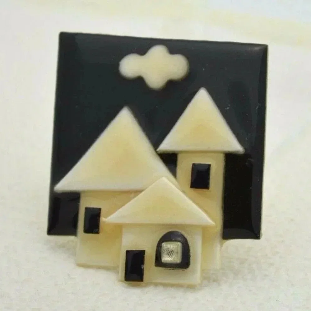 Vintage HOUSE PINS BY LUCINDA Mixed Materials Pin